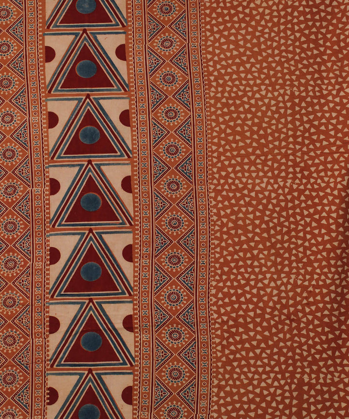 3m brown maroon hand printed ajrakh cotton kurta material