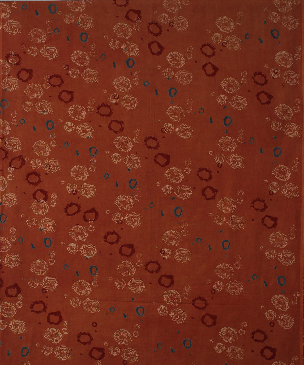 3m brown maroon hand printed ajrakh cotton kurta material
