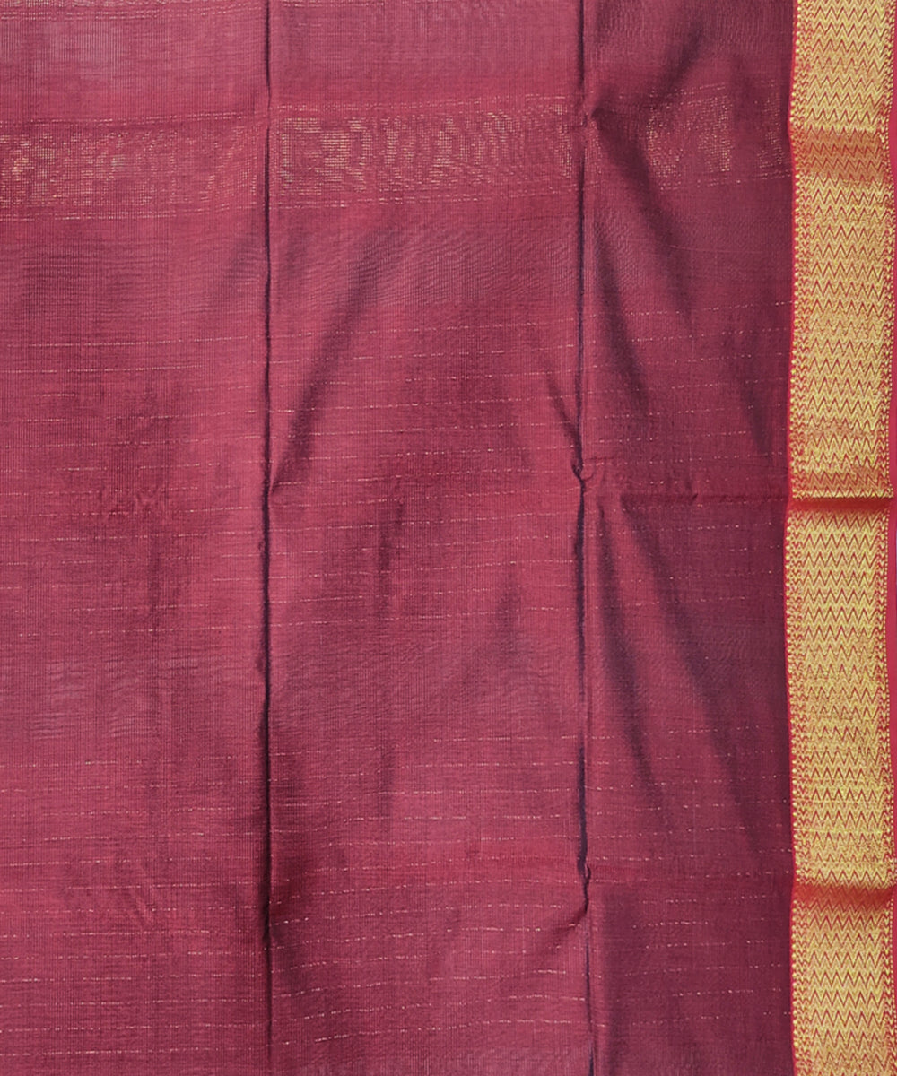 Grey maroon handwoven maheshwari cotton silk saree