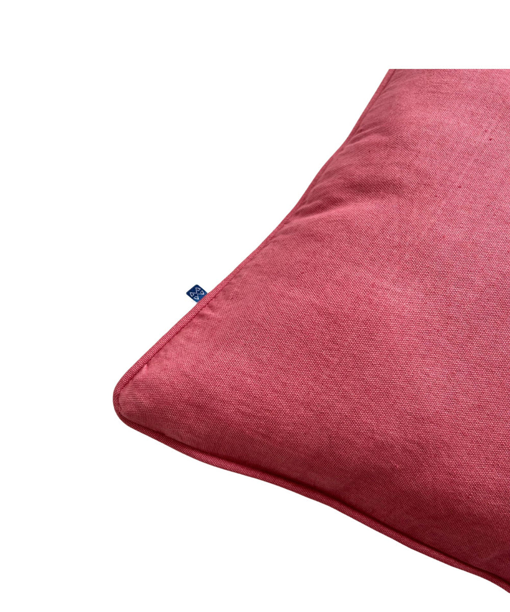 Pink plain handloom cotton cushion cover