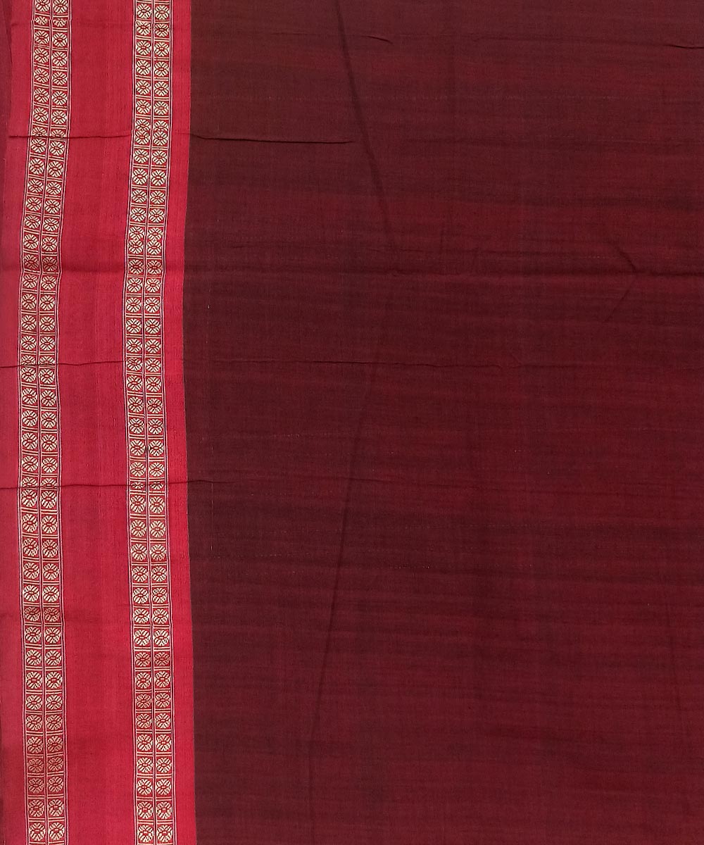 Black maroon cotton handwoven nuapatna saree