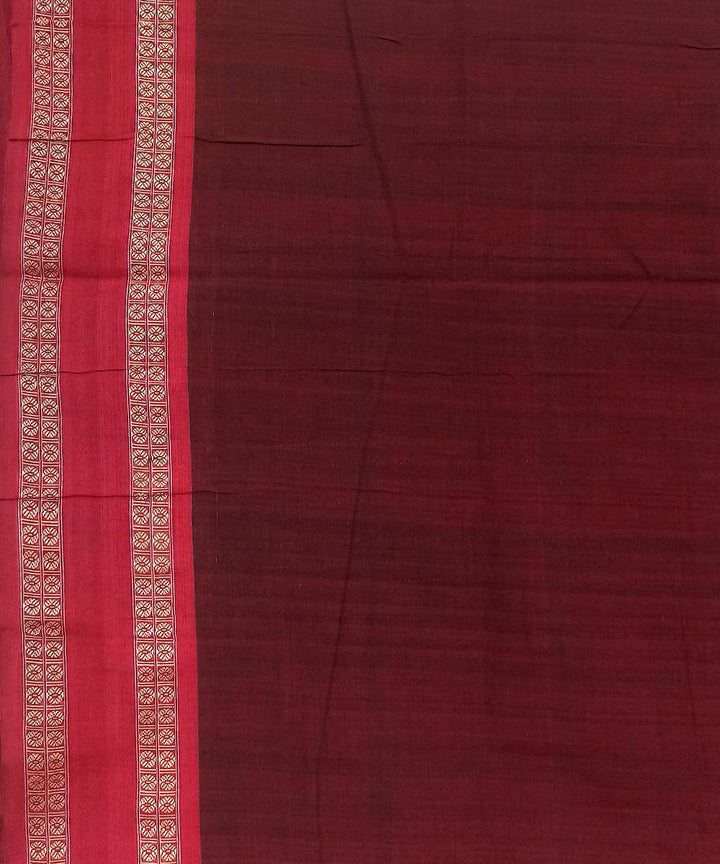 Black maroon cotton handwoven nuapatna saree