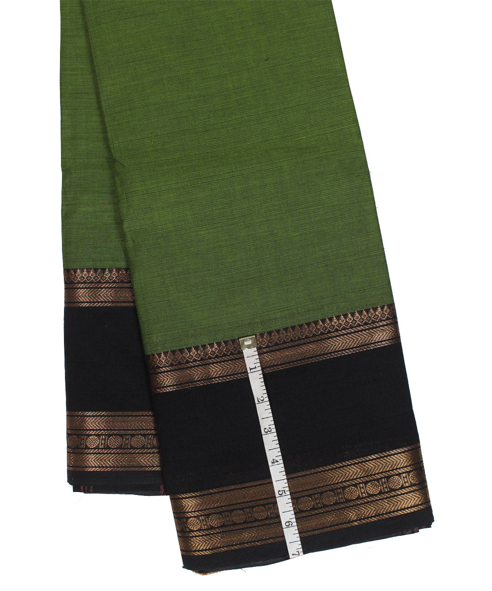 Dark green black cotton handwoven chettinadu saree