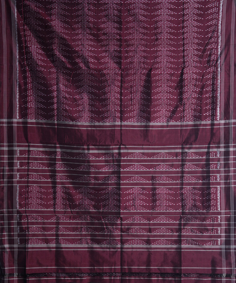 Purple brown handwoven pochampally ikat silk saree