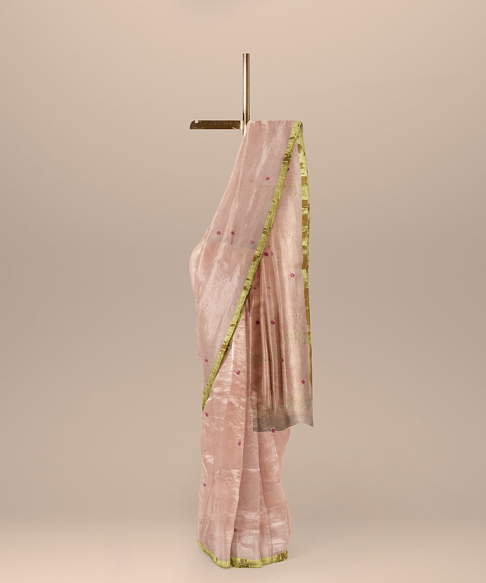 Peach cream handloom cotton bengal saree