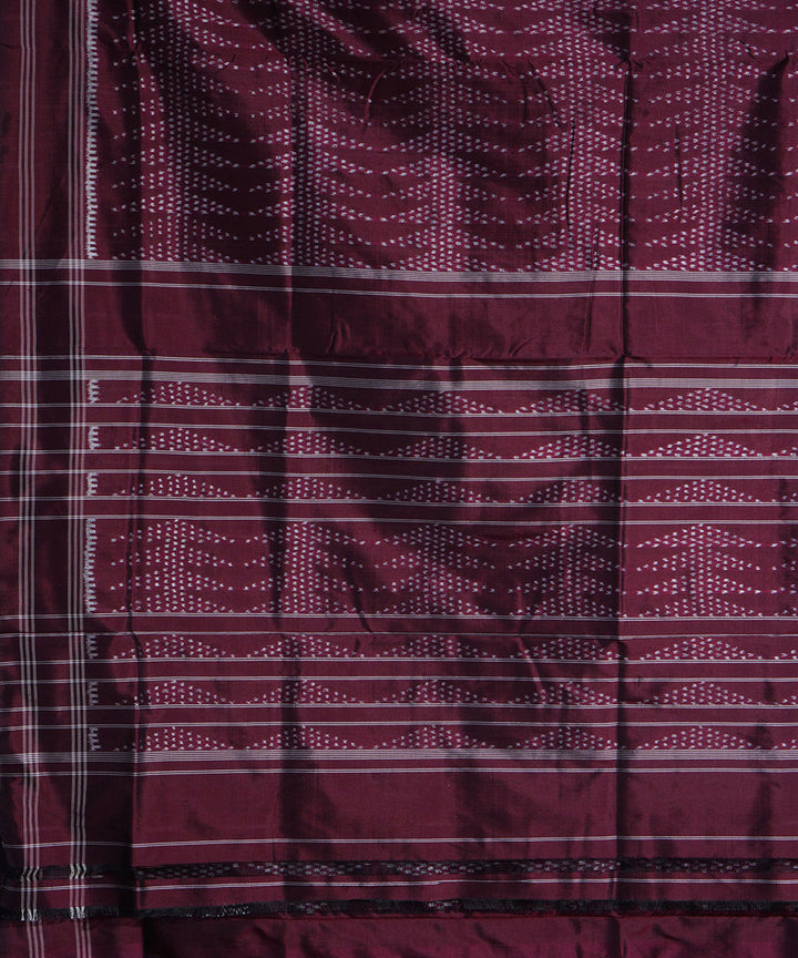 Purple brown handwoven pochampally ikat silk saree