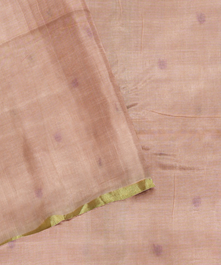 Peach cream handloom cotton bengal saree