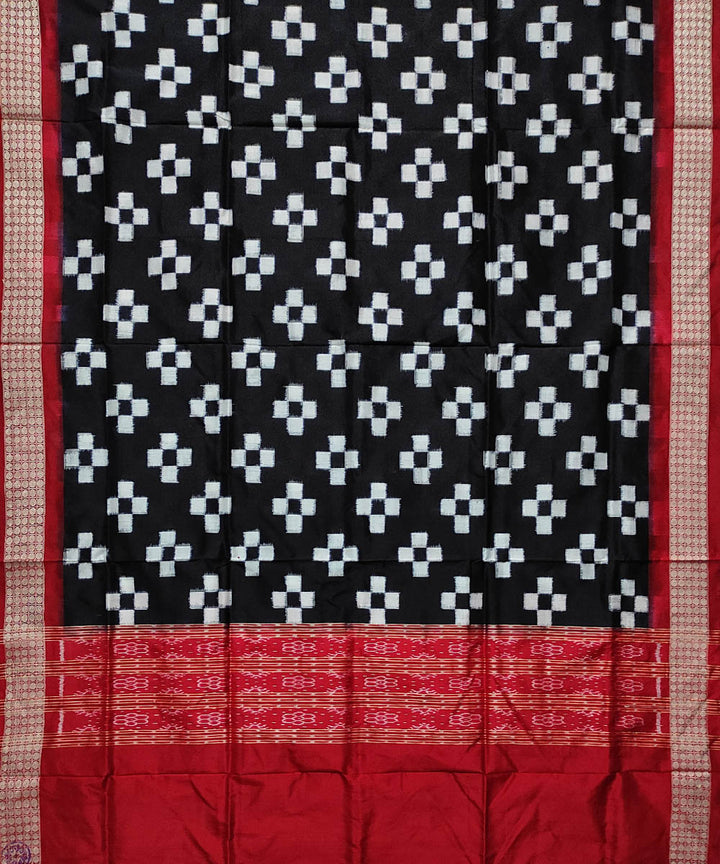 Black maroon handloom double ikat silk sambalpuri dupatta