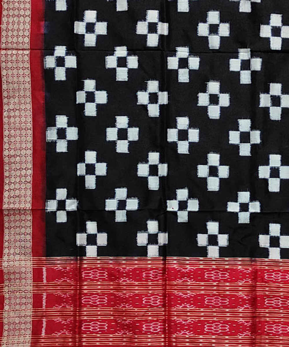 Black maroon handloom double ikat silk sambalpuri dupatta