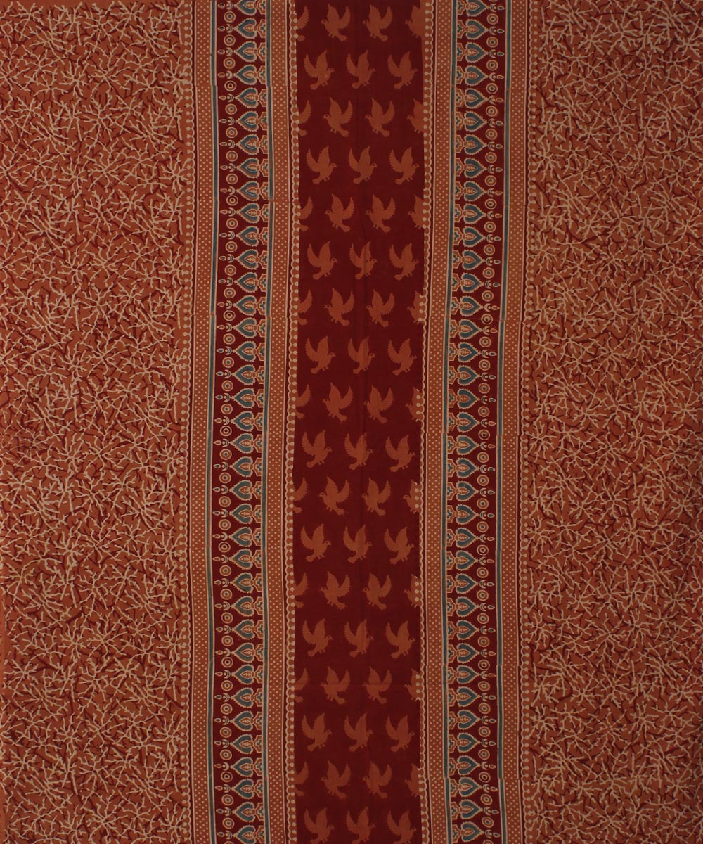 3m maroon cotton printed ajrakh kurta material