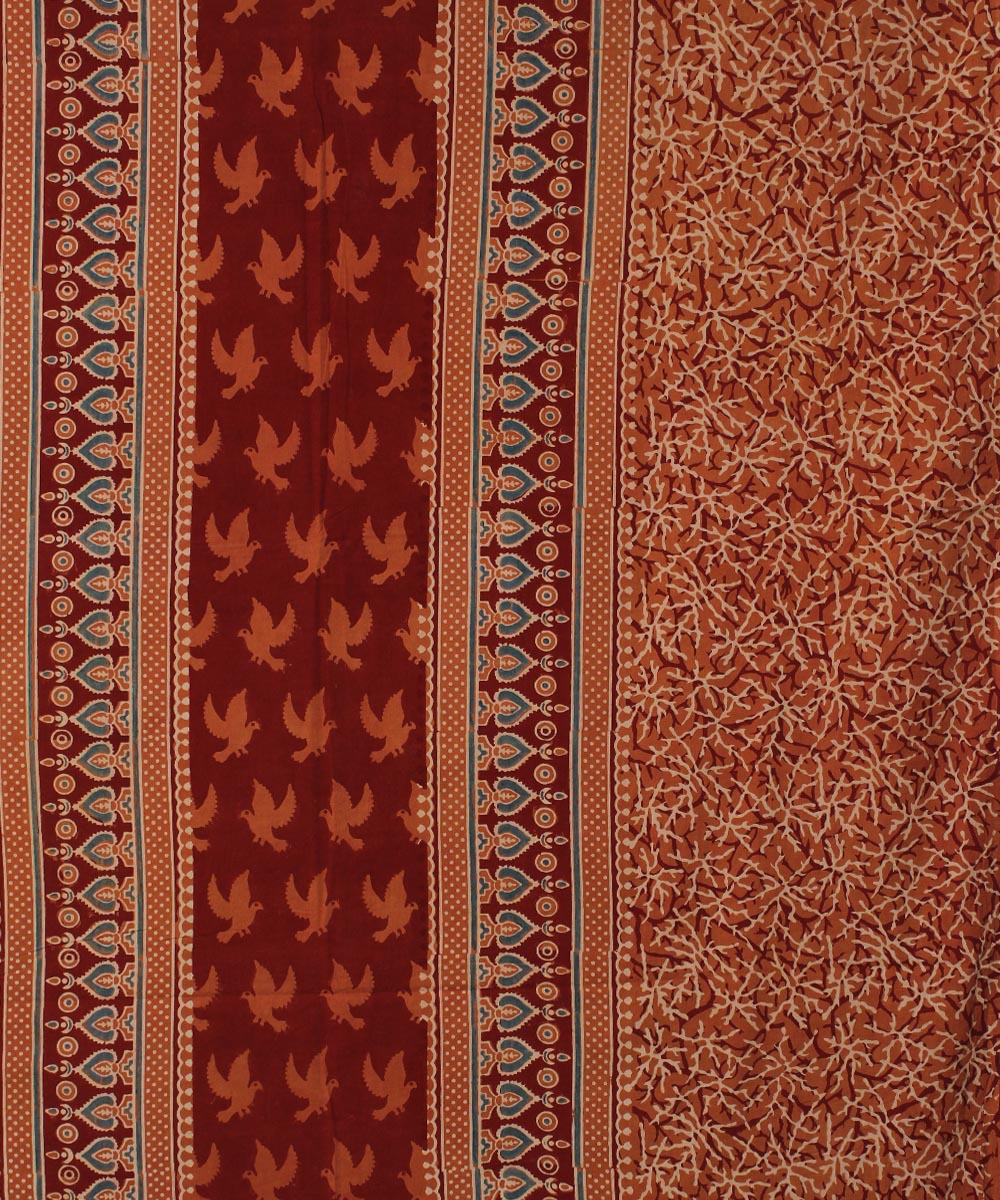 3m maroon cotton printed ajrakh kurta material