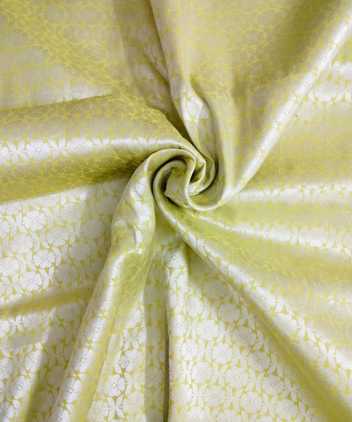 Yellow handloom banarasi cotton silk fabric