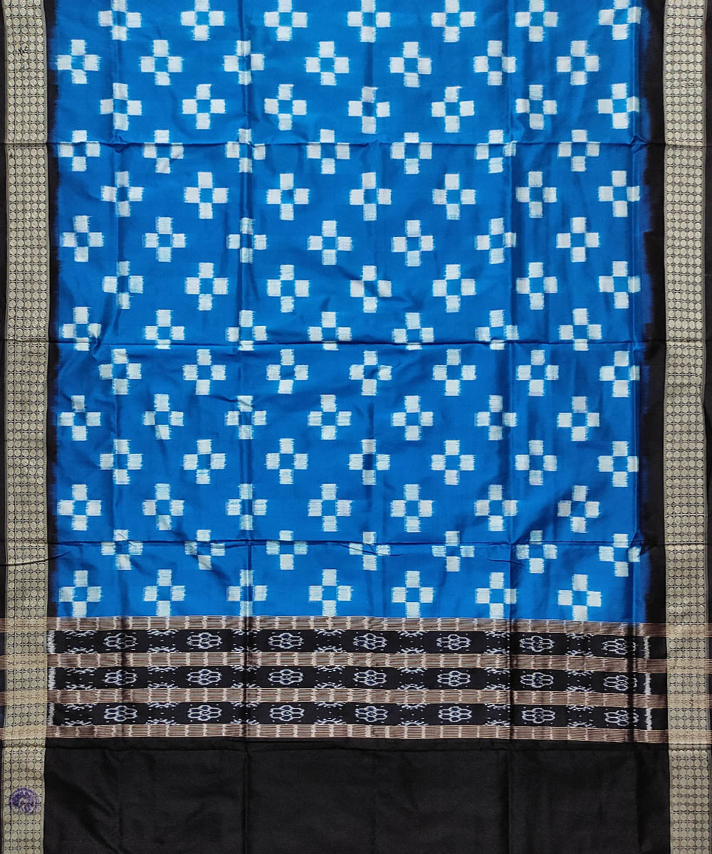 Navy blue black handloom silk double ikat sambalpuri dupatta