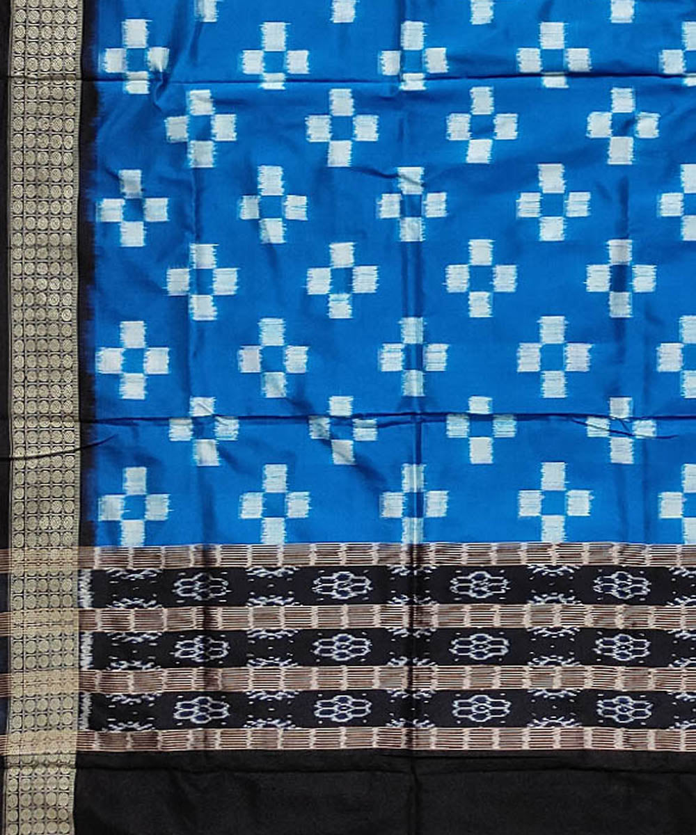 Navy blue black handloom silk double ikat sambalpuri dupatta