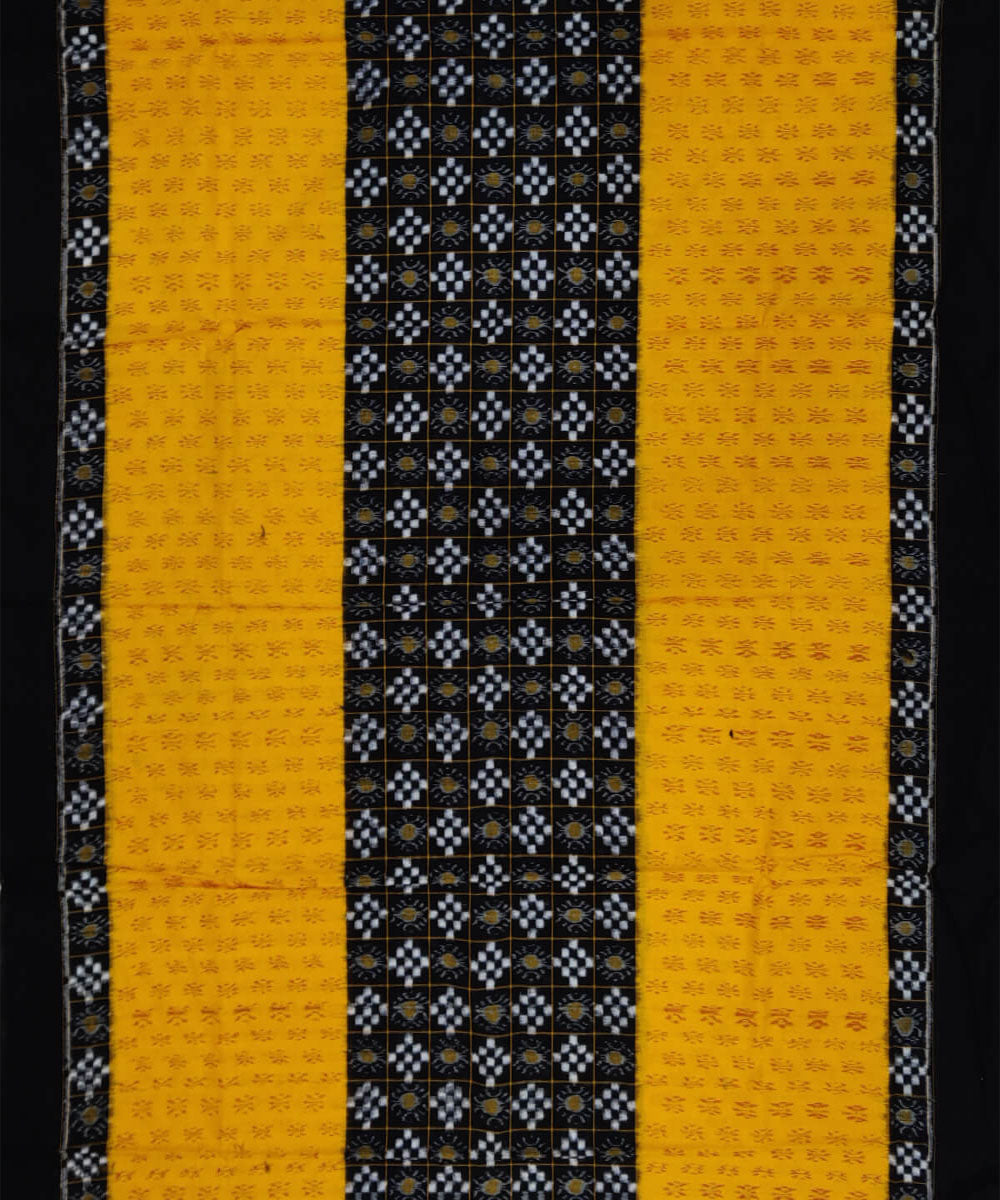 3pc Black yellow handloom cotton double ikat sambalpuri dress material