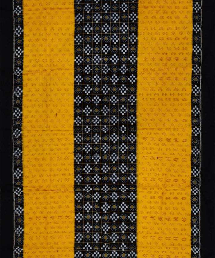 3pc Black yellow handloom cotton double ikat sambalpuri dress material