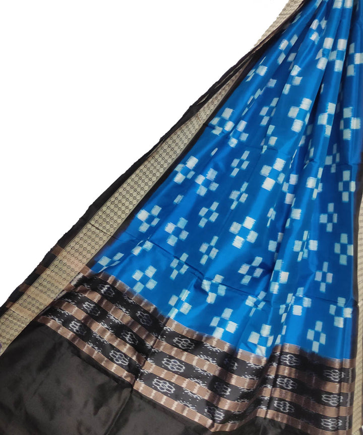 Navy blue black handloom silk double ikat sambalpuri dupatta