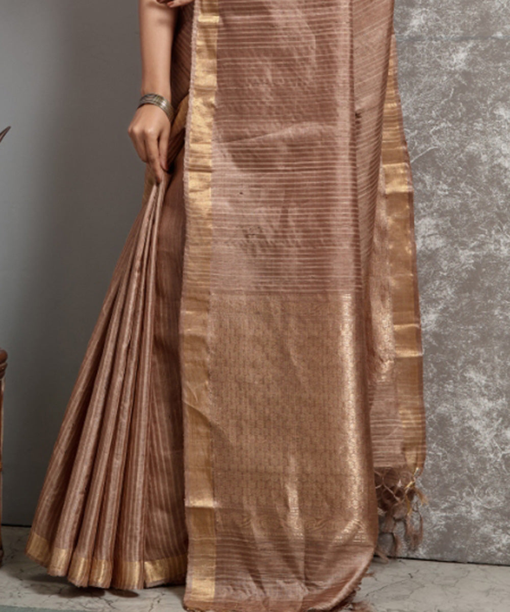 Sandal beige handloom chhatisgarh tussar silk saree
