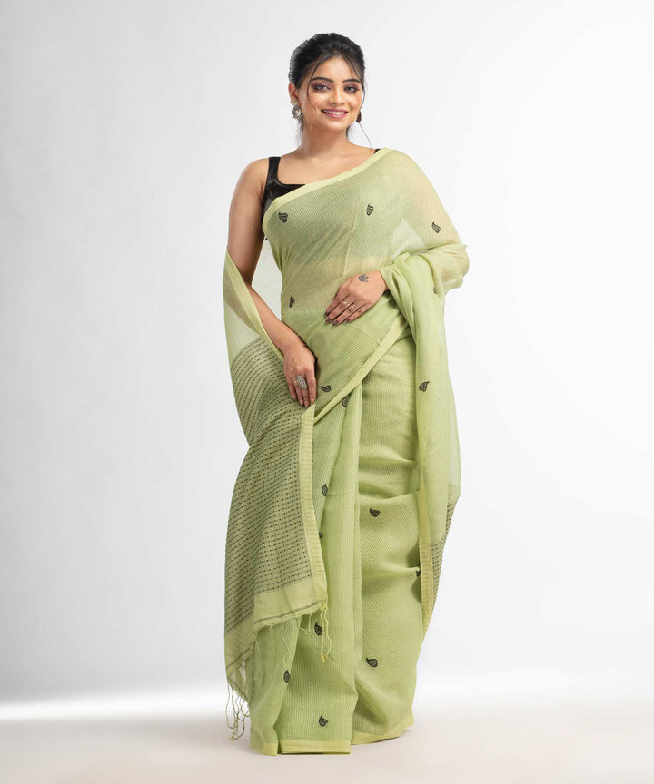 Light green handwoven bengal cotton silk saree