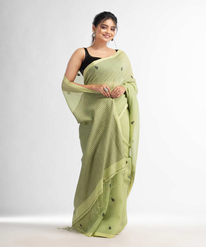 Light green handwoven bengal cotton silk saree