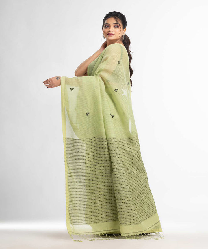 Light green handwoven bengal cotton silk saree