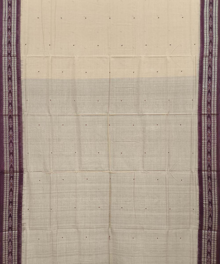 Beige maroon cotton handwoven sambalpuri saree