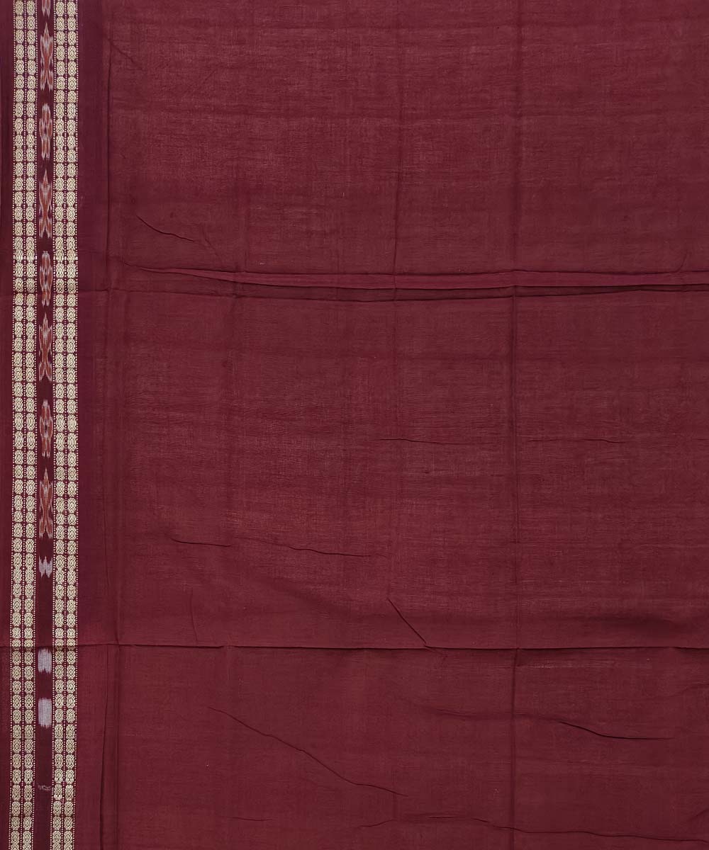 Beige maroon cotton handwoven sambalpuri saree