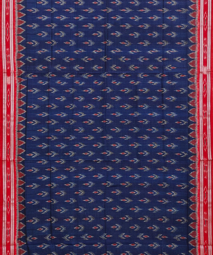 Navy blue red handloom cotton nuapatna saree