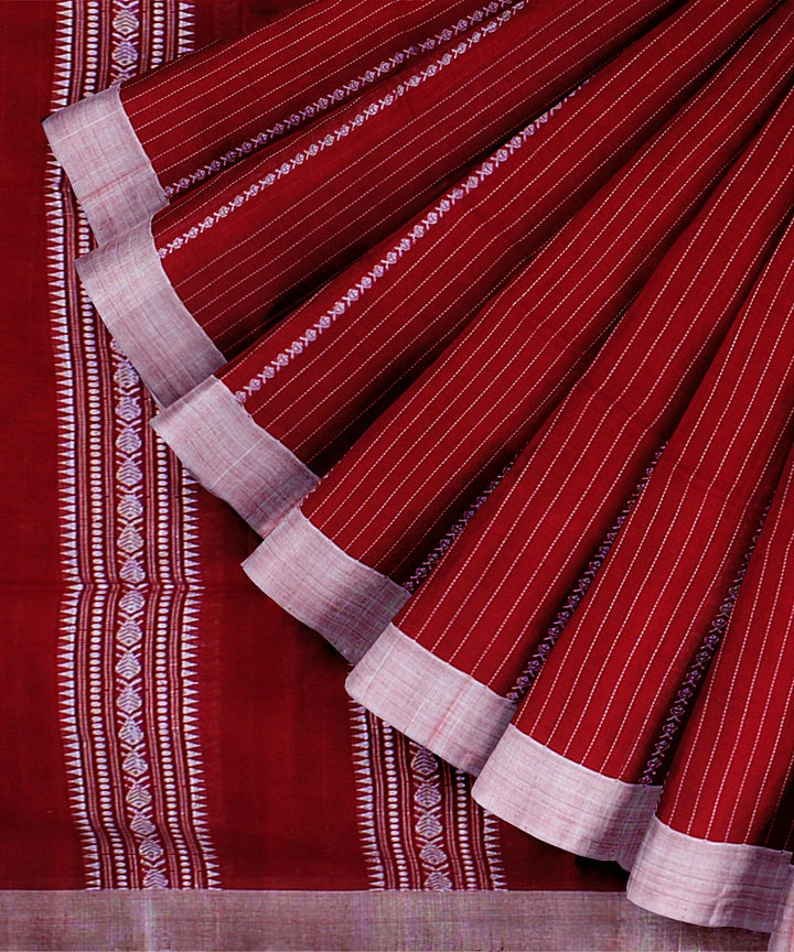 Red grey handloom cotton bengal saree