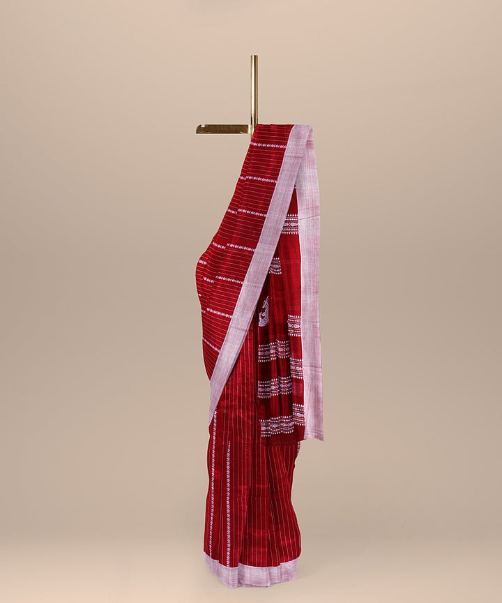 Red grey handloom cotton bengal saree