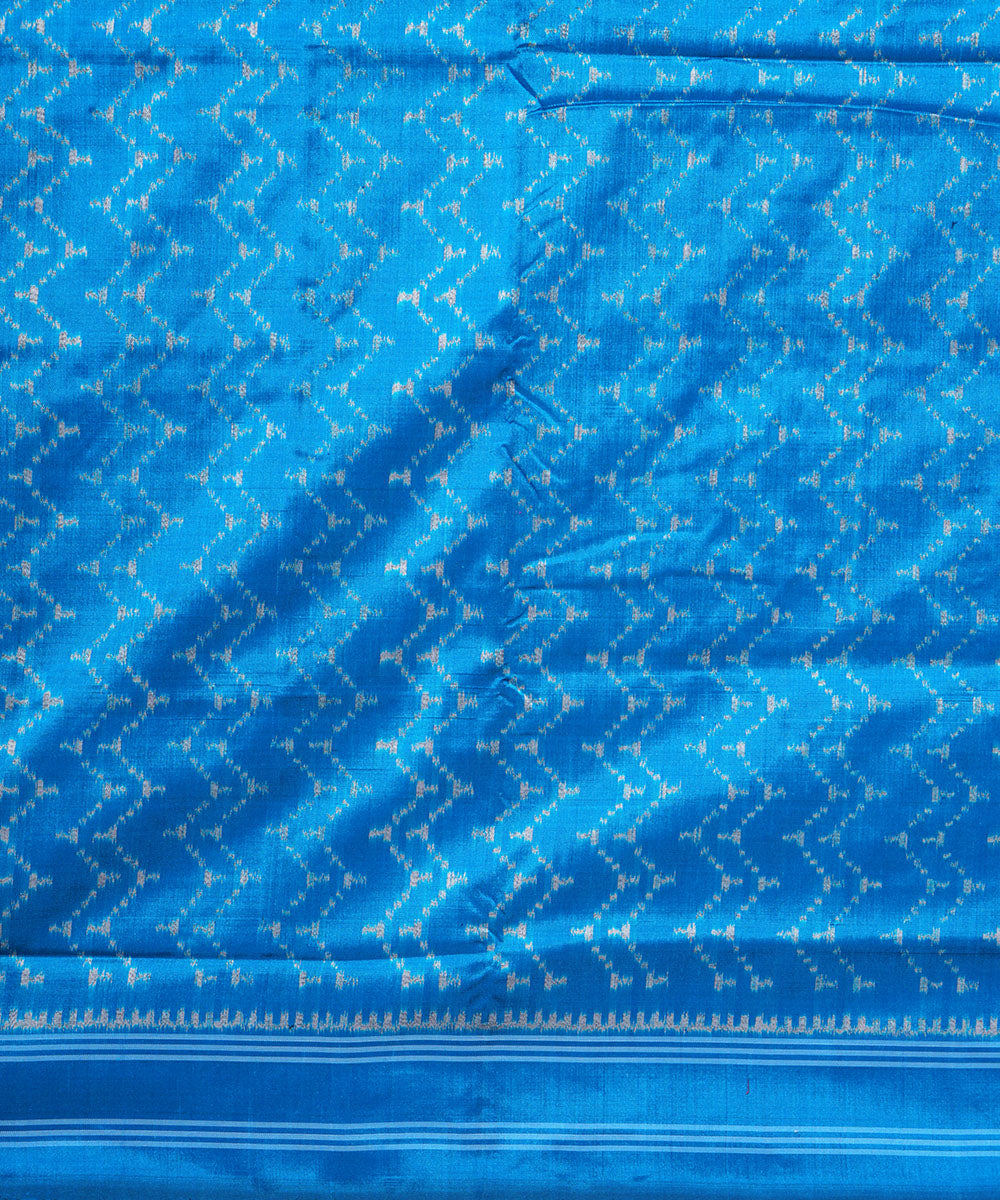 Copper sulphate blue handwoven pochampally ikat silk saree