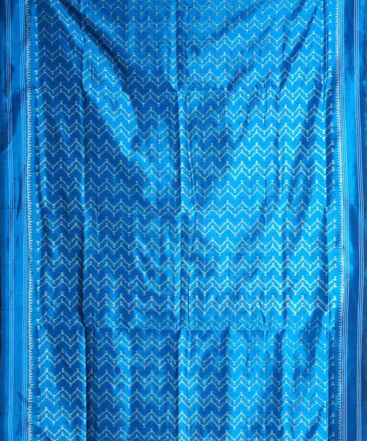 Copper sulphate blue handwoven pochampally ikat silk saree