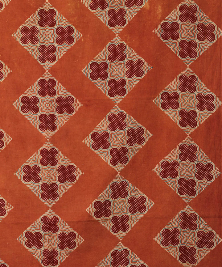 3m brown offwhite hand printed ajrakh cotton kurta material
