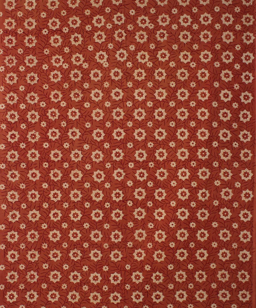 3m brown offwhite hand printed ajrakh cotton kurta material