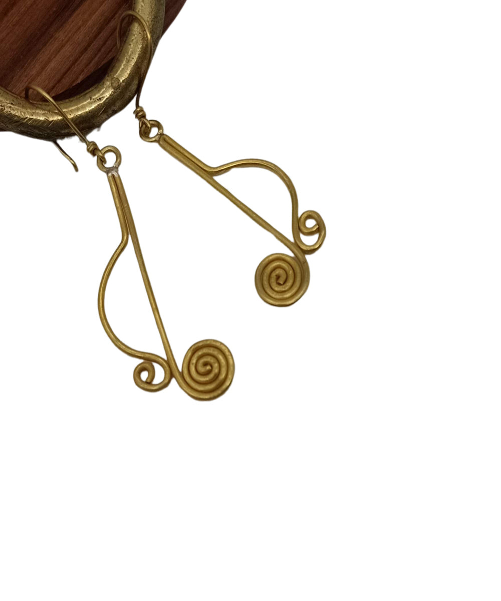 Golden handmade brass dhokra earring