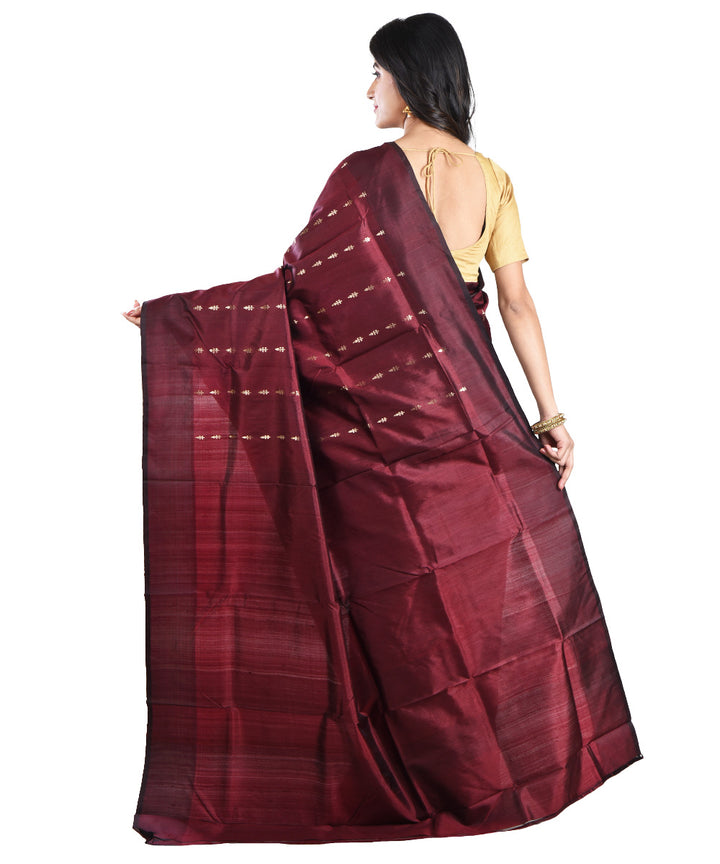 Maroon handwoven silk saree
