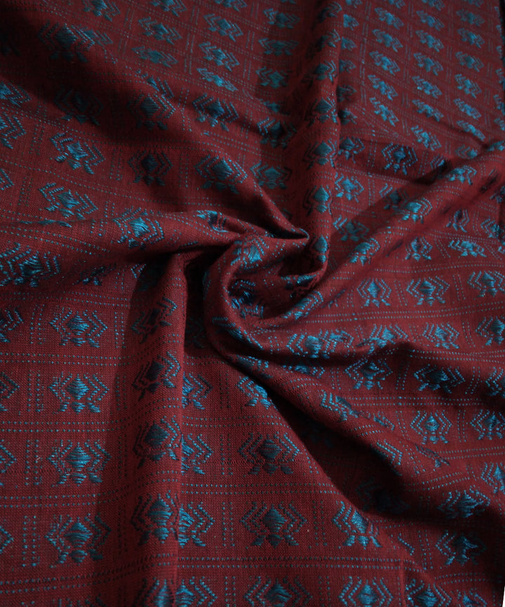 Red aqua blue orange handwoven cotton art silk khana blouse fabric