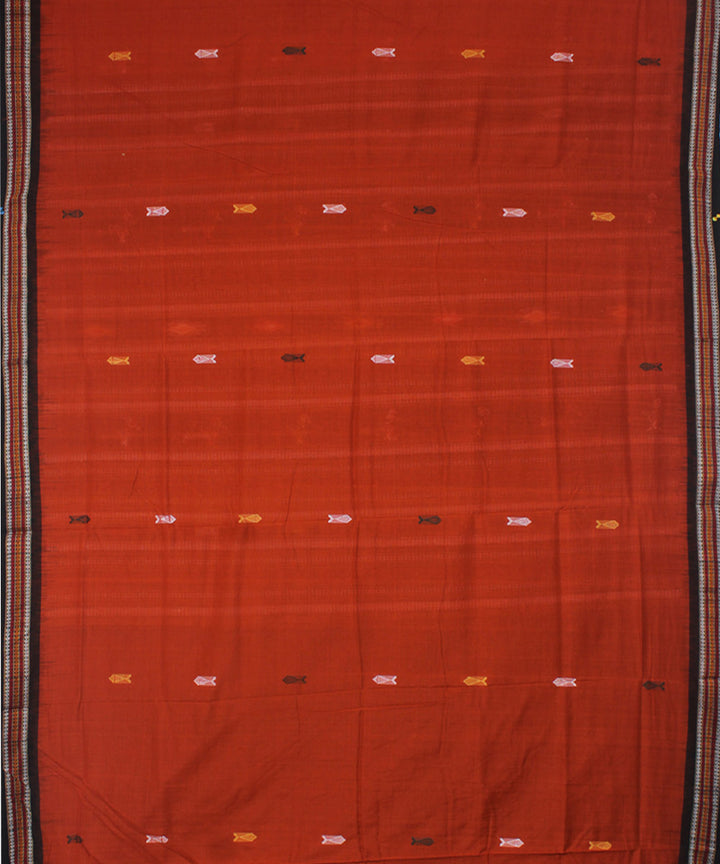 Brown black cotton handwoven bomkai saree