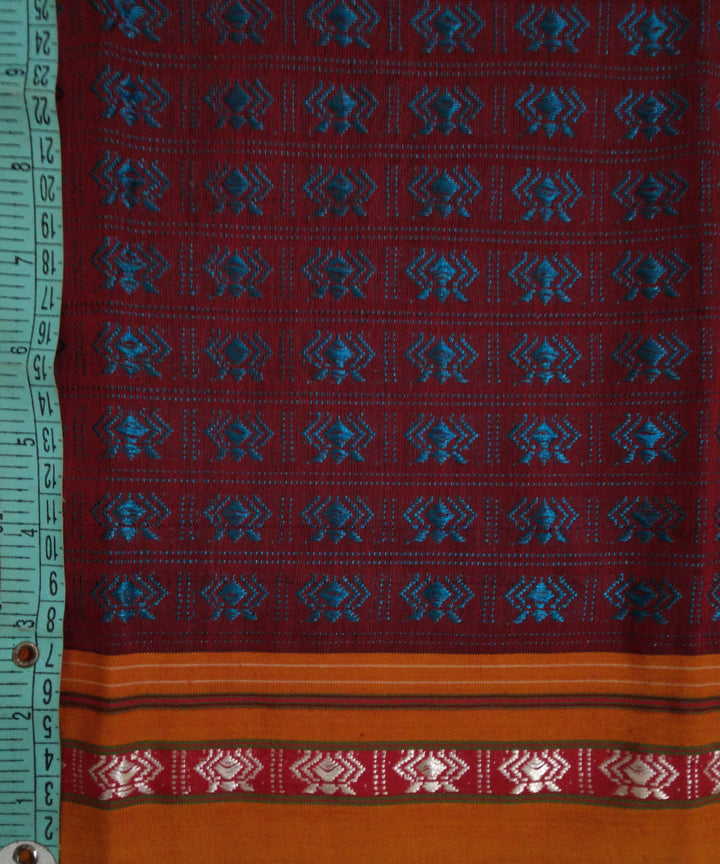 Red aqua blue orange handwoven cotton art silk khana blouse fabric