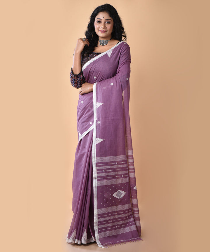 Purple cotton handwoven jamdani saree