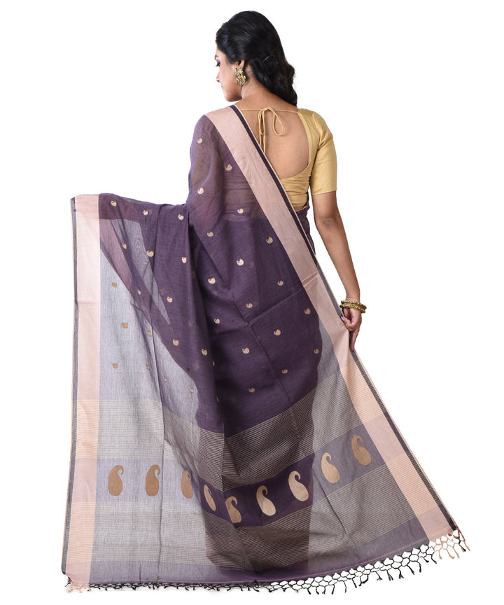 Purple shantipuri handloom cotton saree