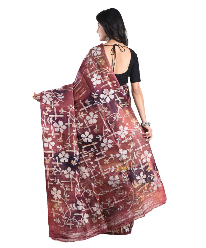 Multicolor handloom silk batik print saree