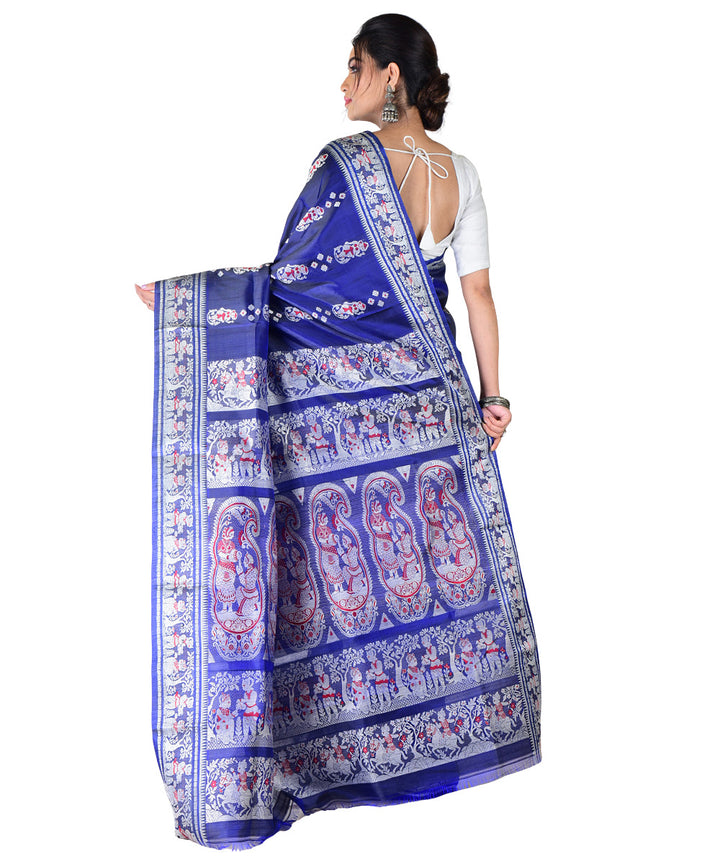 Navy blue handloom silk saree