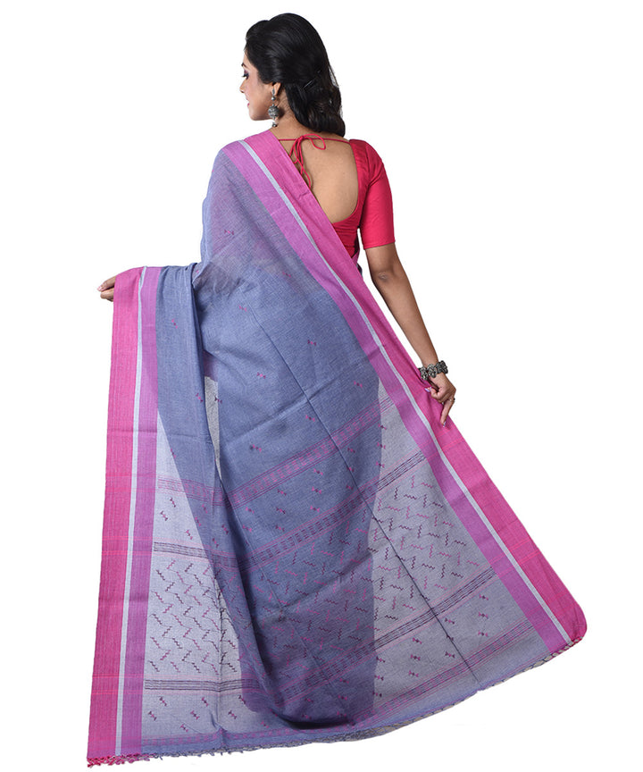 Lavender pink handloom cotton shantipuri saree