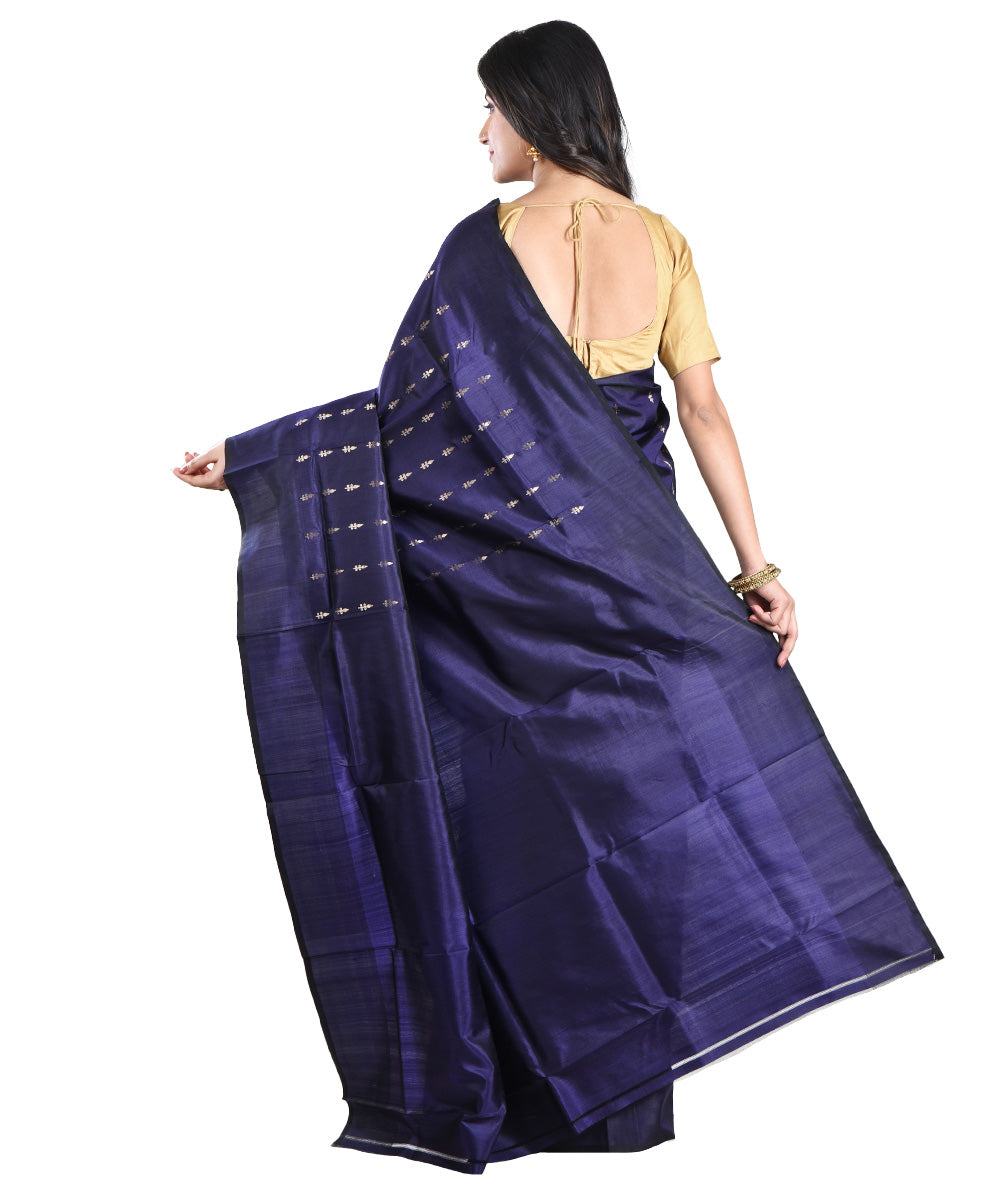Navy blue handloom silk saree