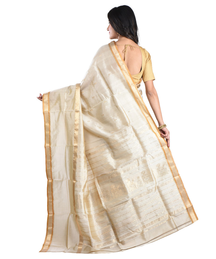 Beige handwoven silk saree