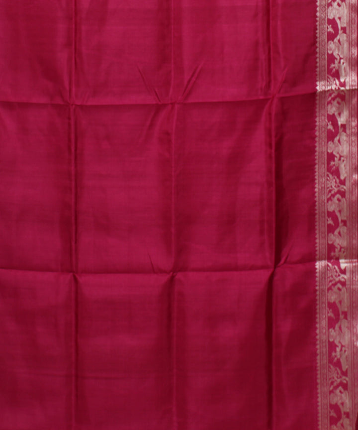 Strawberry red handwoven baluchari silk saree
