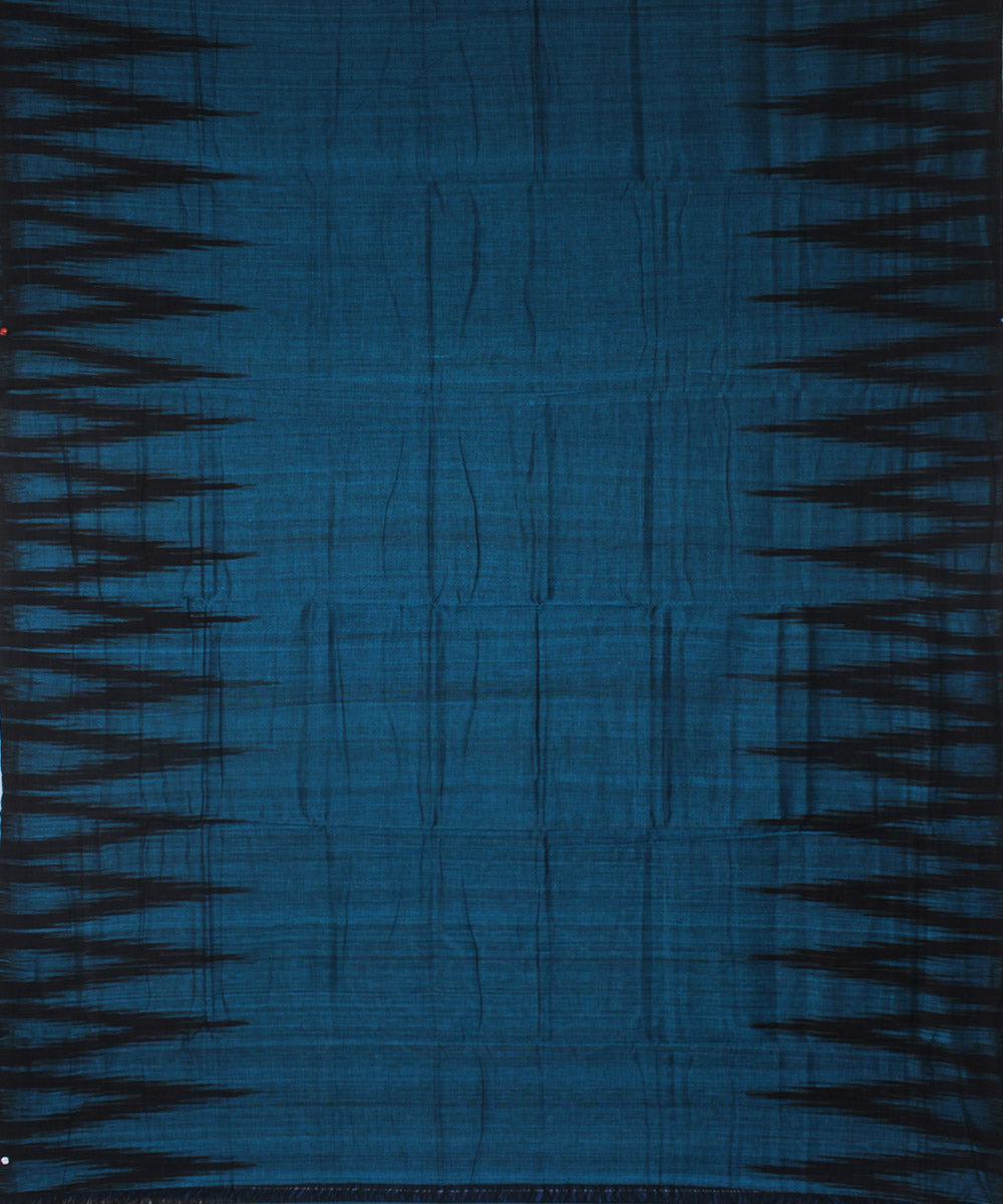 Cyan blue black cotton handwoven nuapatna saree