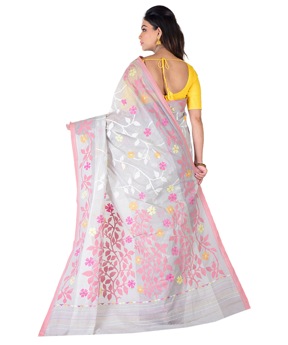 Grey multicolor handwoven cotton saree