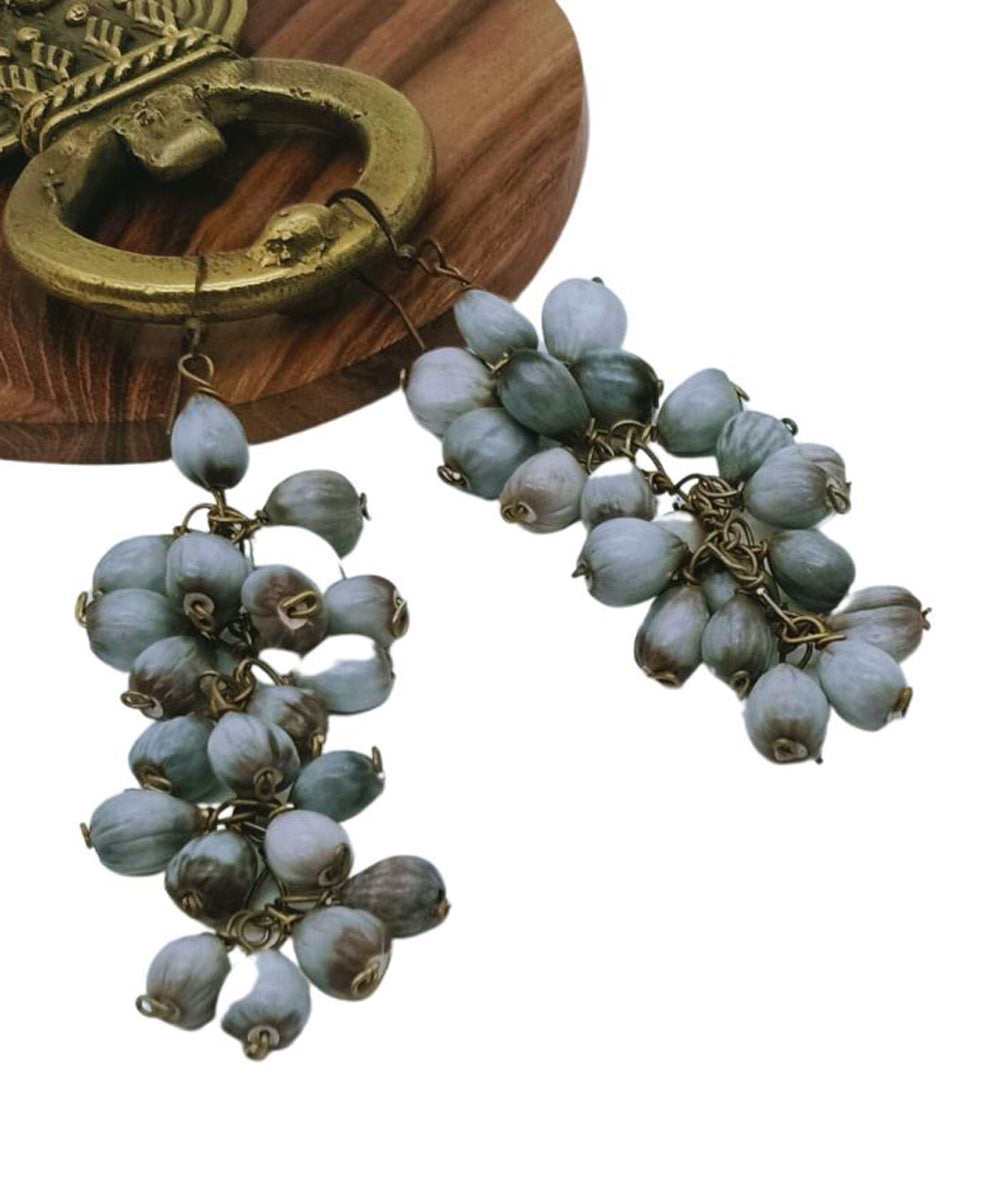 Grey handcrafted seeds earring